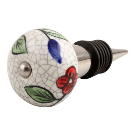Multicolor Leaf Crackle Ceramic Wine Stopper